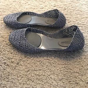 Like new Melissa + campana silver papel flats
